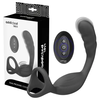 Addicted Toys - análvibrátor pénisz- és heregyűrűvel (fekete): 19 677 Ft