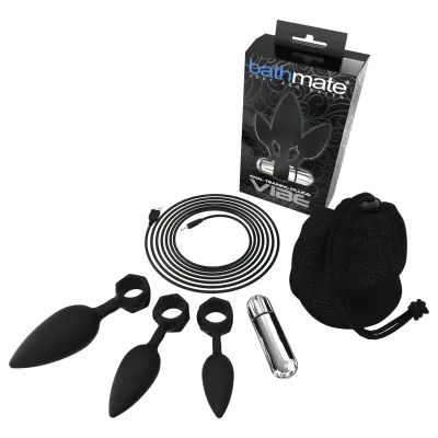 Bathmate Anal Training Plugs Vibe - vibrációs anál plug szett (fekete): 22 827 Ft