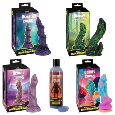 Beasty Cocks - misztikus dildó szett és síkosító: 74 008 Ft