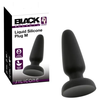 Black Velvets - tapadókorongos szilikon anál plug (fekete) - M