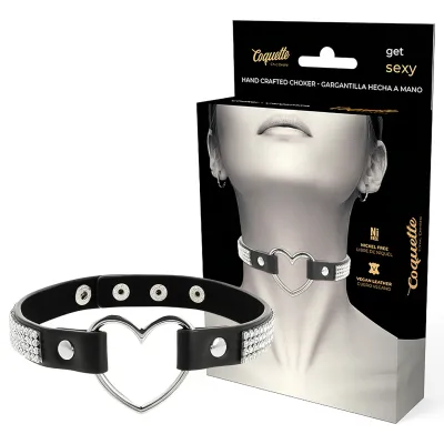 Coquette - strasszos choker szív medállal (fekete): 4 165 Ft