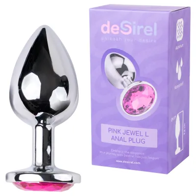 Desirel Pink Jewel L - anál plug (ezüst-pink): 3 378 Ft