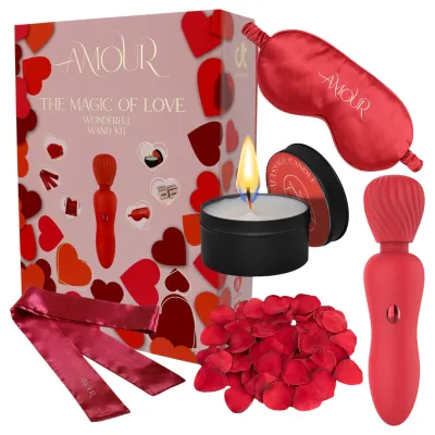 Dreamtoys Amour - wand vibrátor szett (piros): 27 551 Ft