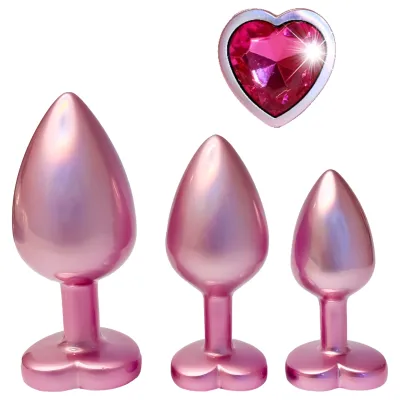 Dreamtoys Gleaming Love - szíves anál plug szett (rózsaszín): 14 953 Ft