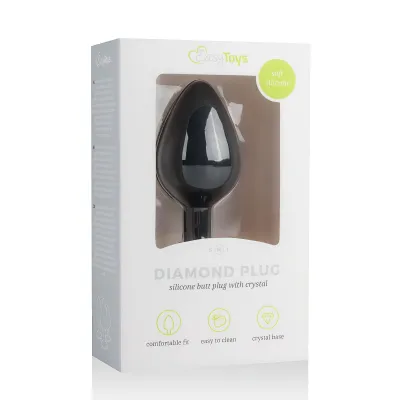 Easytoys Diamond - fehér köves anál plug (közepes) - fekete: 4 244 Ft