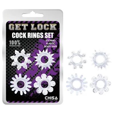 Get Lock - péniszgyűrű szett (áttetsző): 2 354 Ft
