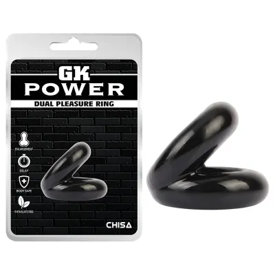 GK Power Dual Pleasure - dupla pénisz- és heregyűrű (fekete): 2 354 Ft