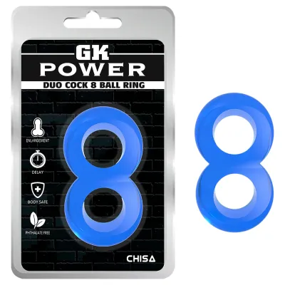 GK Power Duo Cock 8 - nyolcas pénisz- és heregyűrű (kék): 2 354 Ft