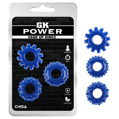 GK Power Gear Up - fogaskerék péniszgyűrű szett (kék): 2 354 Ft