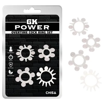 GK Power Overtime - péniszgyűrű szett (áttetsző) - 4 db: 2 354 Ft