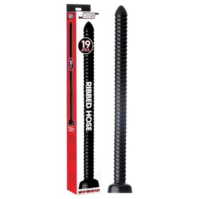 HOSED Ribbed Hose 19 - tapadókorongos anál dildó (fekete): 20 465 Ft