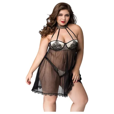 JSY 066 - babydoll szett (fekete / Plus Size): 14 953 Ft