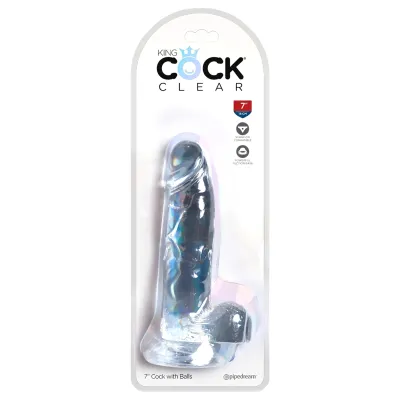King Cock Clear 7 - tapadókorongos, herés dildó (18cm): 9 835 Ft