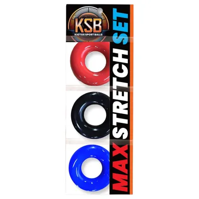 Kiotos Max-Stretch - nyújtható péniszgyűrű szett (fekete/piros/kék): 3 929 Ft