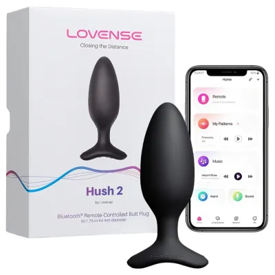 LOVENSE HUSH 2 M - okos anál vibrátor (45mm) - fekete
