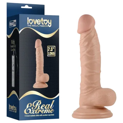 Lovetoy Real Extreme - tapadókorongos, herés G-pont dildó - 19cm (natúr): 5 898 Ft