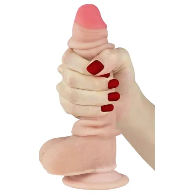 Lovetoy Sliding-Skin - kétrétegű dildó - 18cm (natúr): 6 291 Ft