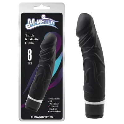 M-Mello Thick Realistic - vastag élethű vibrátor (fekete) - 19,5 cm: 7 079 Ft