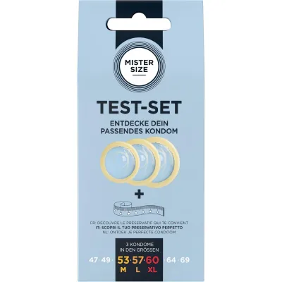 Mister Size Test-Set - óvszer próbacsomag mérőszalaggal (3 db)