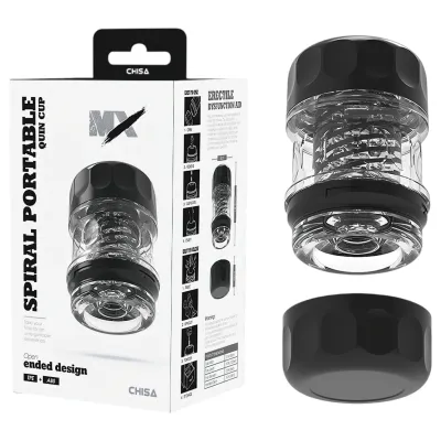 MX Spiral Portable Quin Cup - spirális, szívó hatású maszturbátor (fekete): 11 016 Ft