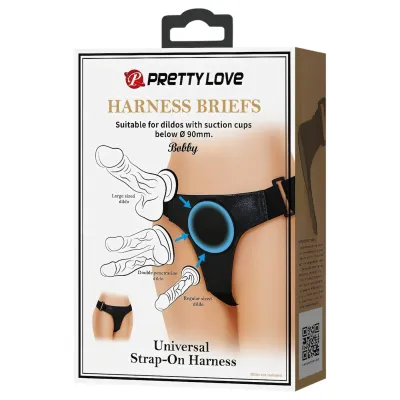 Pretty Love Bobby - univerzális strap-on hám bugyi (fekete): 3 142 Ft