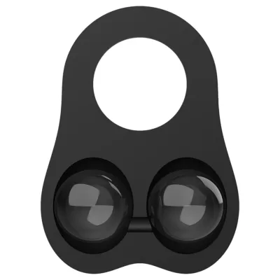 Pulselock Taur - szilikon pénisz- és heregyűrű üveggolyókkal (fekete)