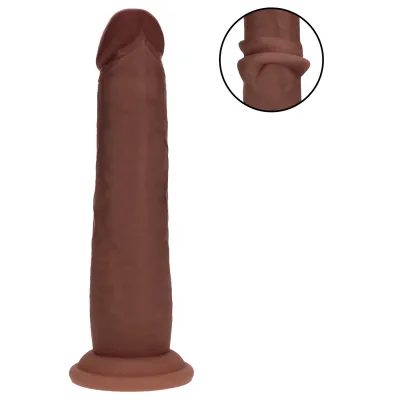 RealRock - dupla sűrűségű élethű dildó (barna) - 18,5 cm: 14 165 Ft