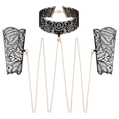 Rosy Gold - nyakörv és csukló bilincs (fekete): 9 913 Ft