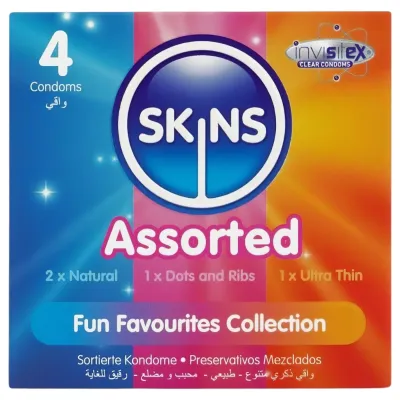 Skins - vegyes óvszer - pontozott, natural, extra vékony (4 db): 1 331 Ft