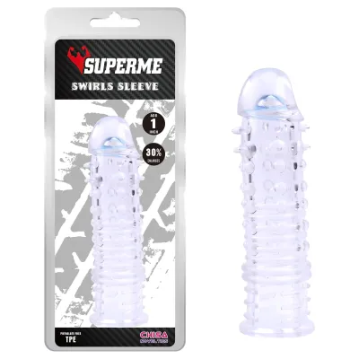 SuperMe Swirls - spirálos <strong>pénisz</strong><strong>köpeny</strong> (áttetsző): 3 929 Ft