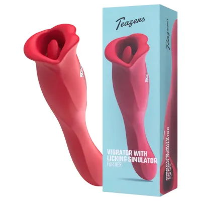 Teazers - kétvégű vibrátor nyelves csiklóizgatóval (piros): 22 039 Ft