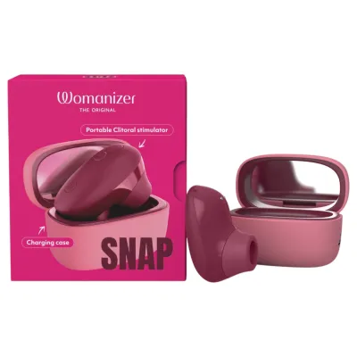 Womanizer Snap - léghullámos csiklóizgató töltőtokkal (piros): 31 488 Ft