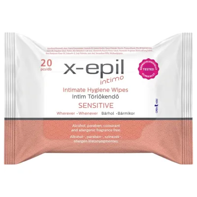 X-Epil Intimo Sensitive - intim törlő kendő (20db): 701 Ft