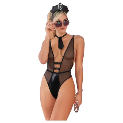 Zôf Police Desire - rendőrnő jelmez áttetsző bodyval (fekete): 18 102 Ft