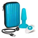 b-Vibe - forgó gyöngyös, akkus anál vibrátor (türkiz)