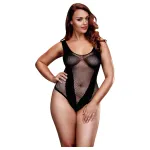 BACI Plus Size - rafinált, necc body (fekete, XL-XXL)