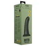 BUTTR Double Ribbed - óriás bordázott anál plug (fekete) - 26 cm