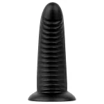 BUTTR Double Ribbed - óriás bordázott anál plug (fekete) - 26 cm