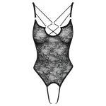 Cottelli - átlátszó, nyitott csipke body (fekete)