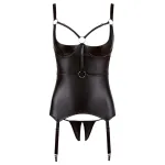 Cottelli Bondage - fényes, mellemelős felső bilinccsel (fekete)