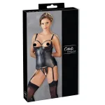 Cottelli Bondage - fényes, mellemelős felső bilinccsel (fekete)