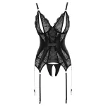 Cottelli - csipkés nyitott felső és tanga (fekete)