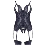 Cottelli - csipkés nyitott felső és tanga (fekete)
