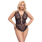 Cottelli Curves Plus Size - átlátszó mintás body (fekete)