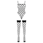 Cottelli Fantasy - necc body és combfix szett (fekete) - S-L