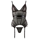 Cottelli - fényes csíkos, átlátszó felső (fekete)