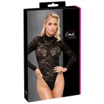Cottelli - hosszú ujjú csipke body (fekete) - S-2XL