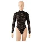Cottelli - hosszú ujjú csipke body (fekete) - S-2XL