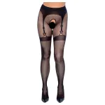 Cottelli Legwear - combfixes nyitott harisnya - fekete (S-L)