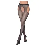 Cottelli Legwear - nyitott, csillogó harisnya (fekete, S-L)